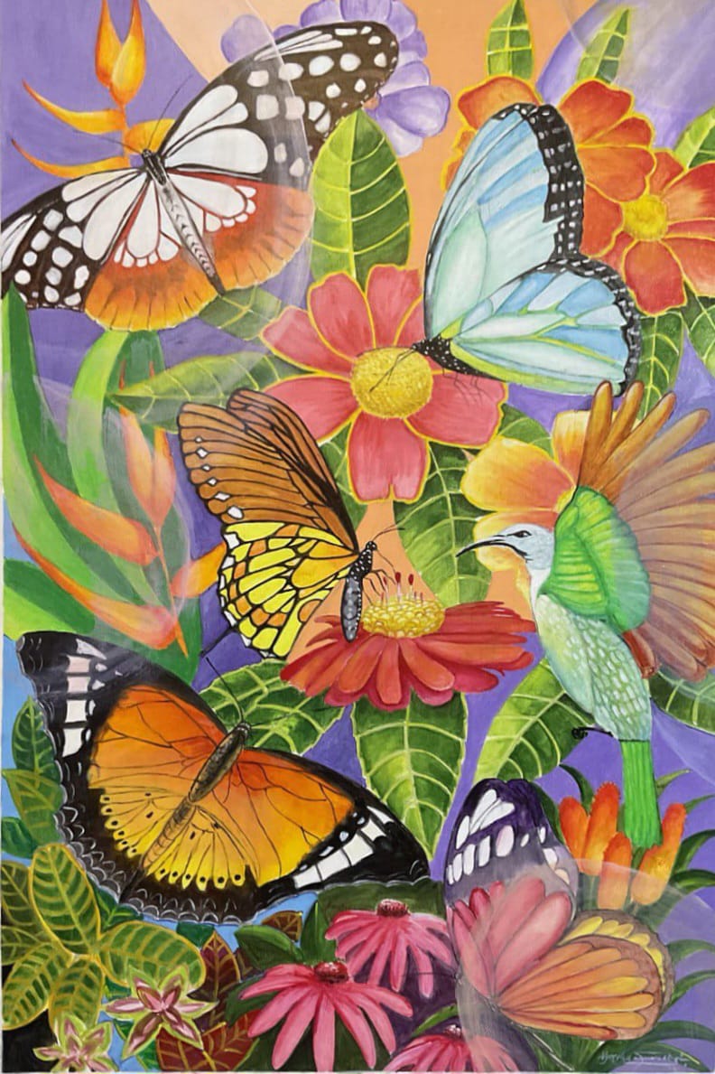 Dance of Colors and Wings painting