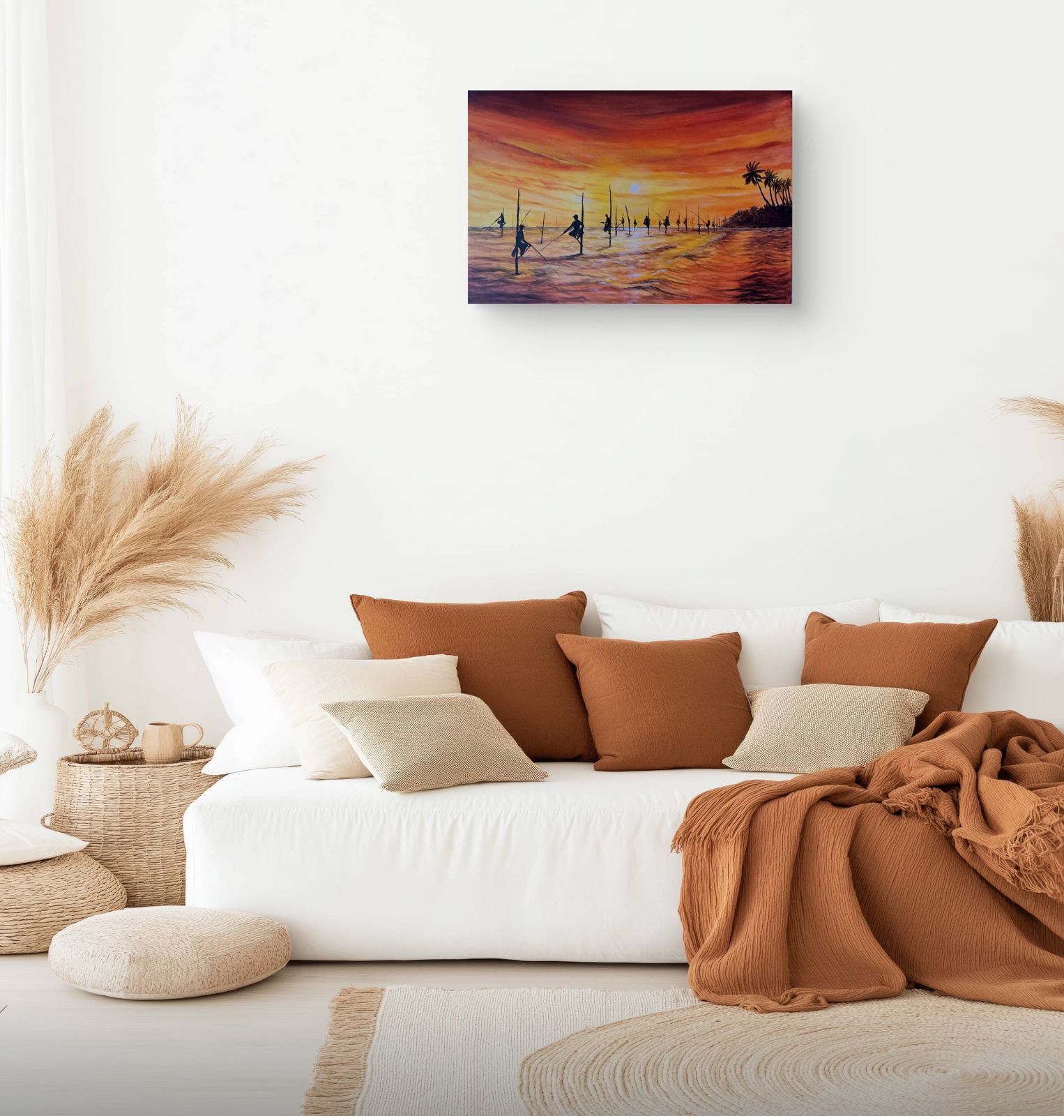 Stilt Fishermen at Dusk Painting