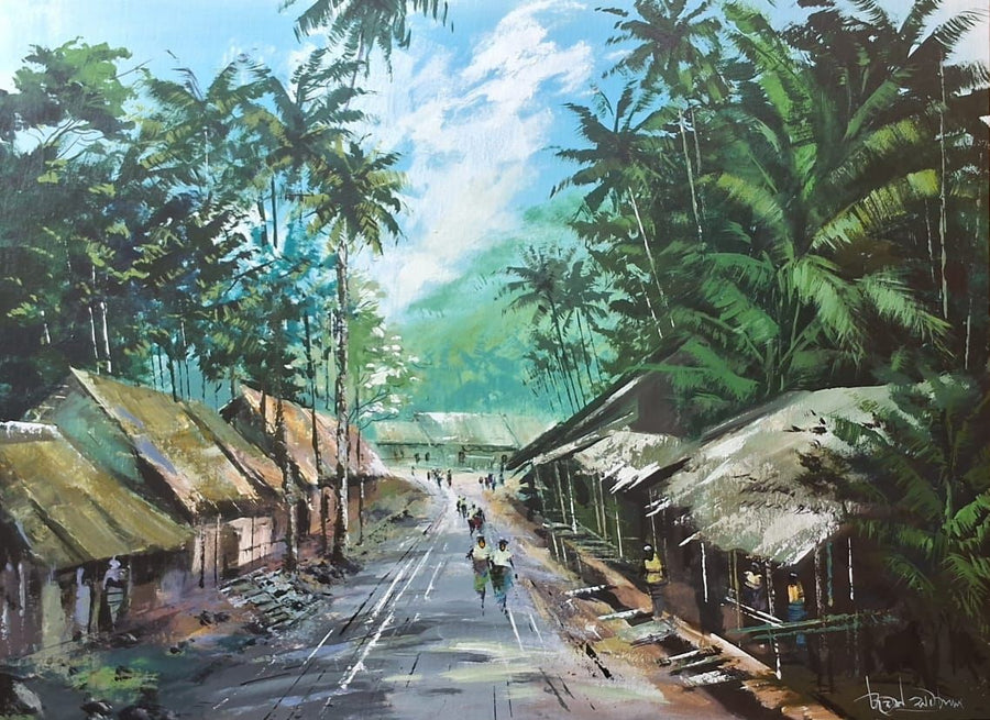 Village Road Under Palms