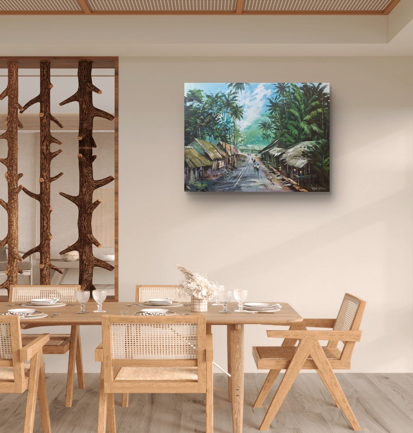 Village Road Under Palms