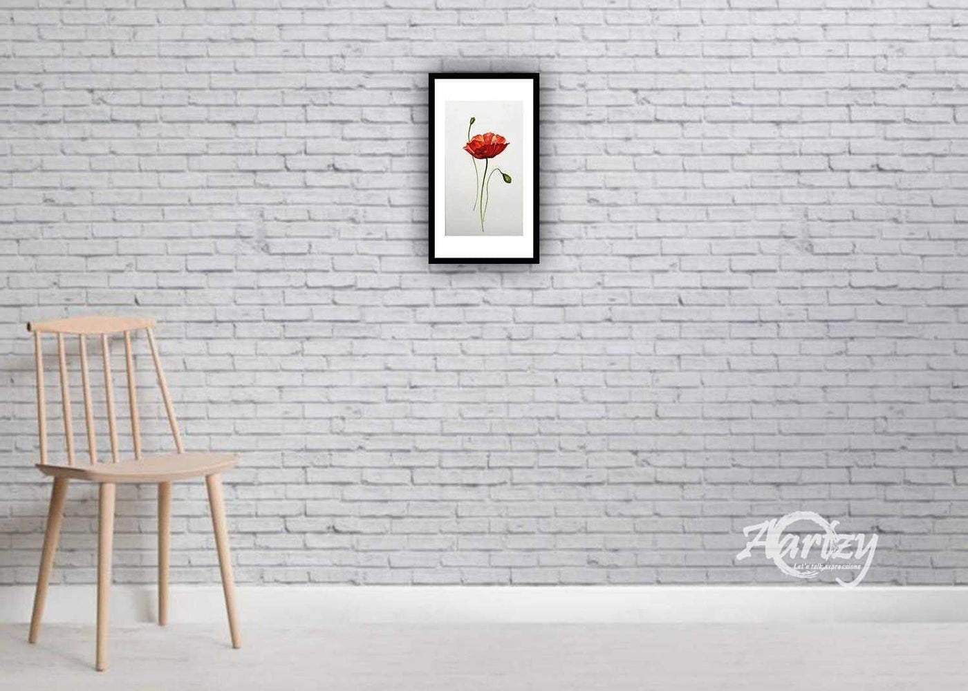 Red Poppy with Buds