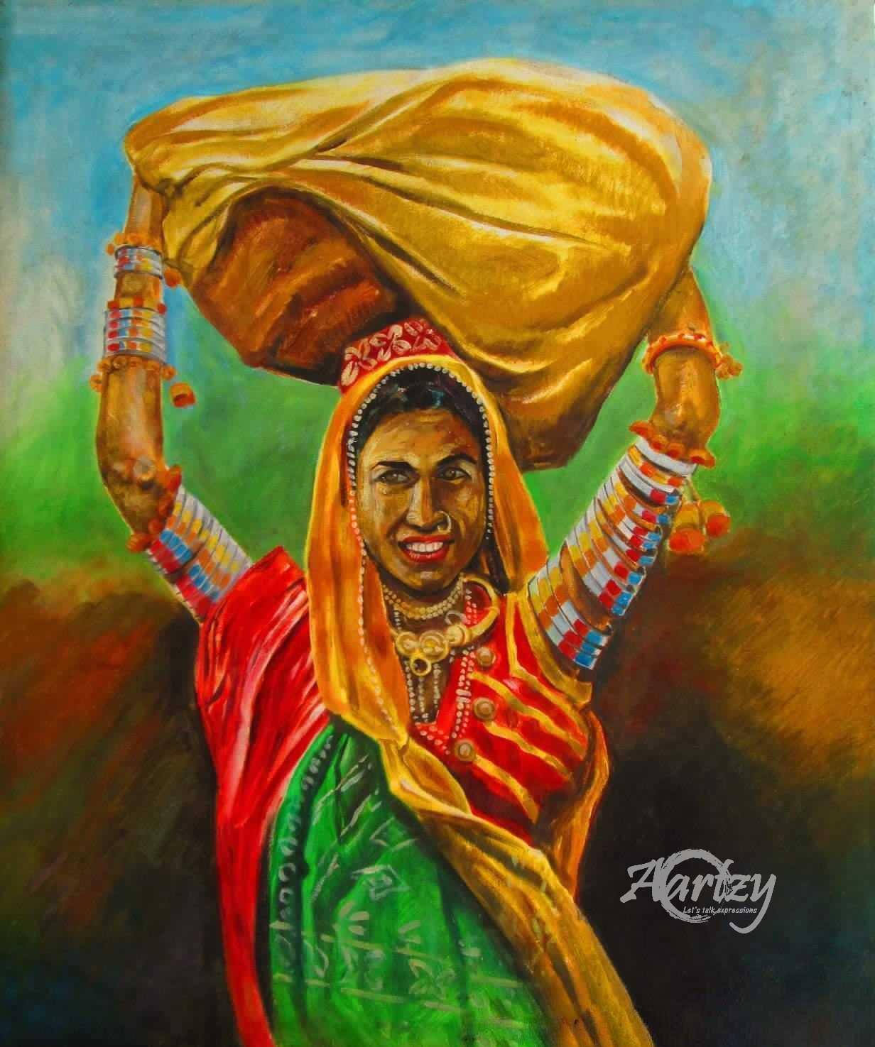 Indian Woman with Potli Bag