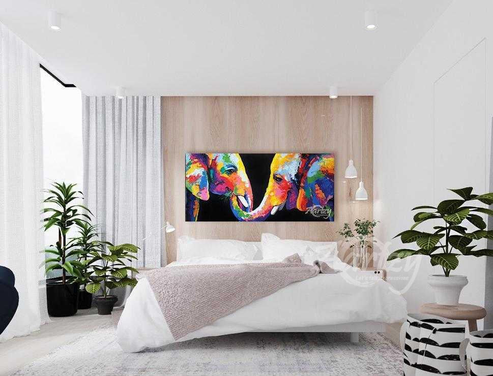 Elephants Feeding in Color