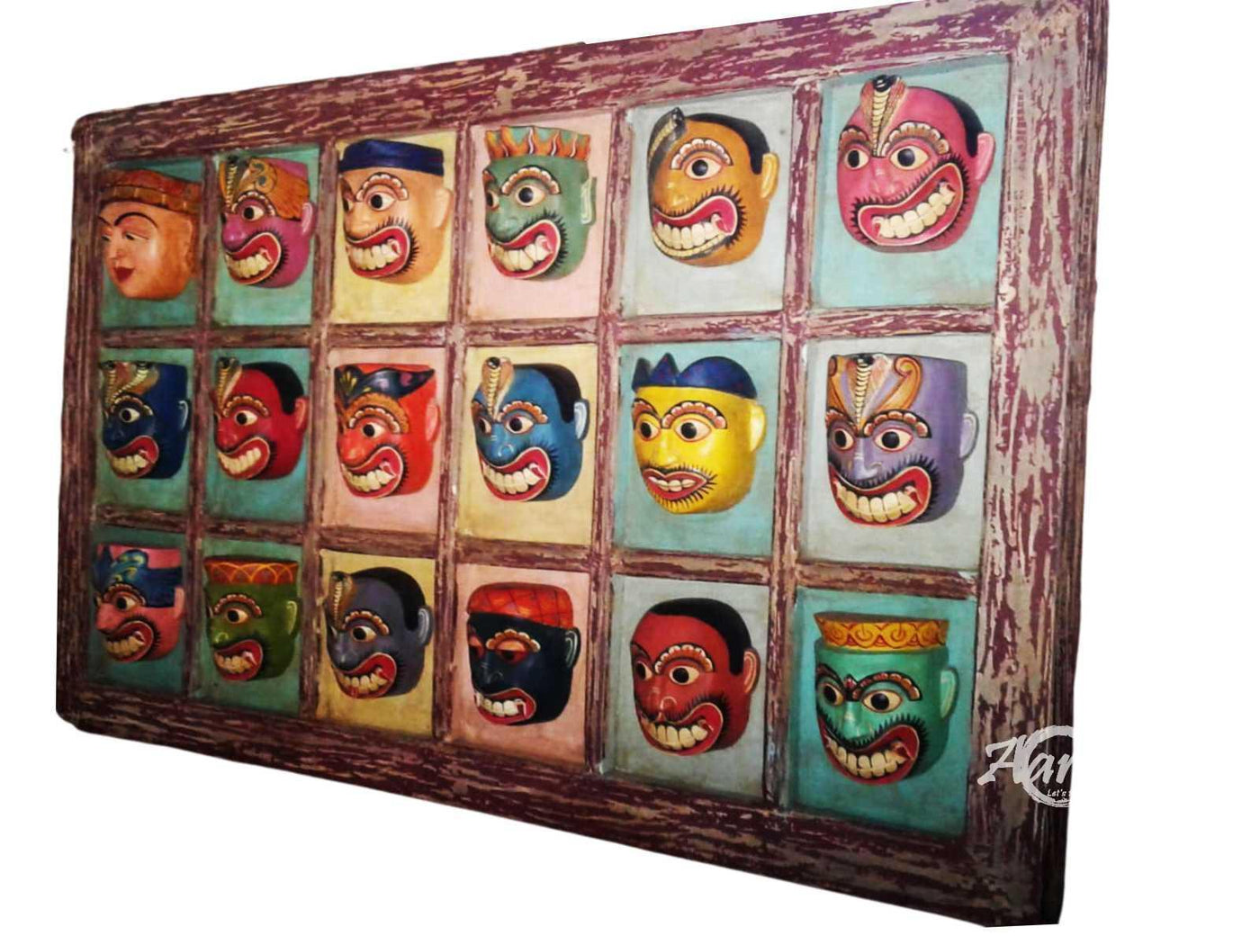 Complete Daha Ata (18) Sanni Mask Wall Hanging - Vibrant Demon Series