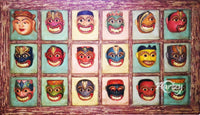 Complete Daha Ata (18) Sanni Mask Wall Hanging - Vibrant Demon Series