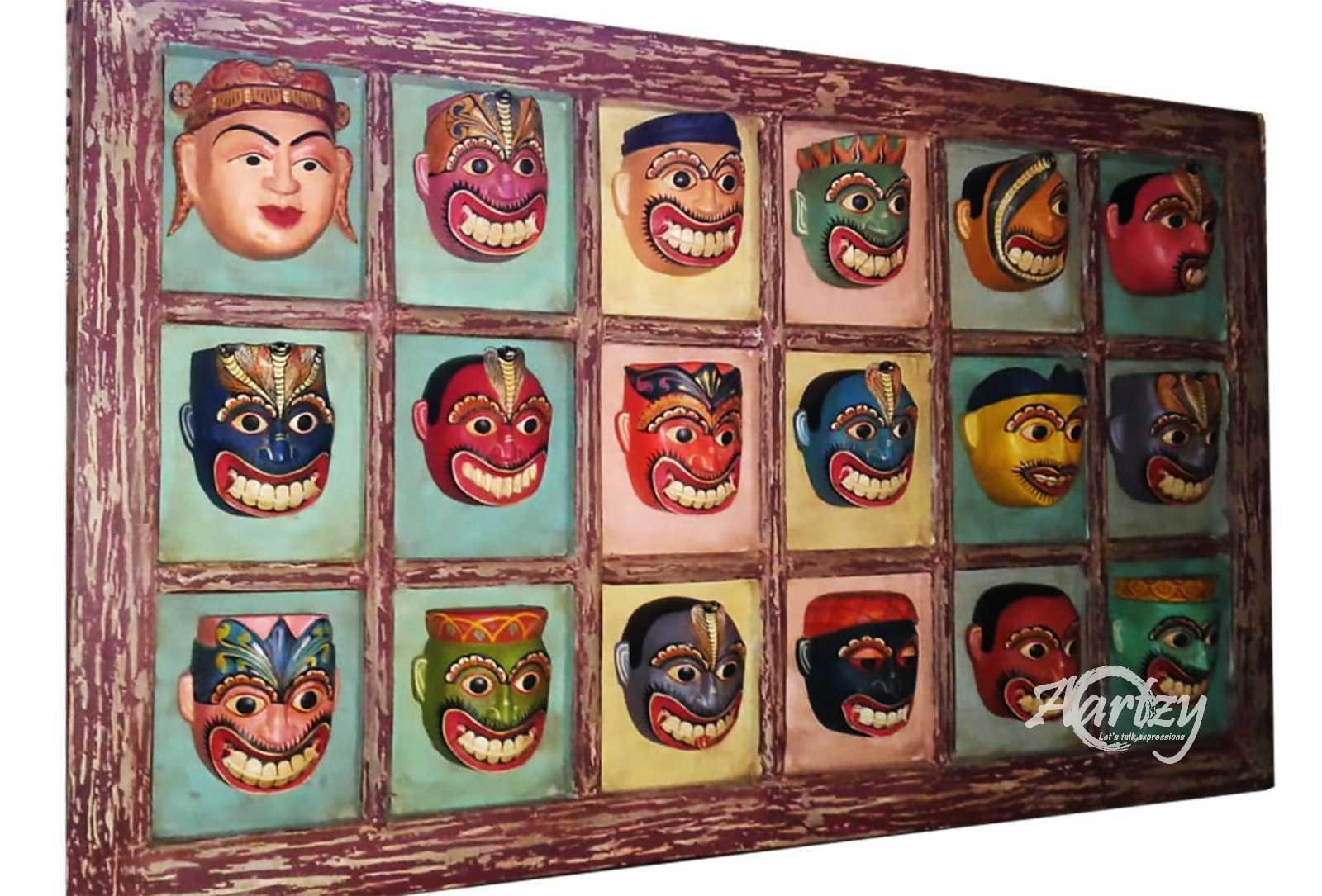 Complete Daha Ata (18) Sanni Mask Wall Hanging - Vibrant Demon Series