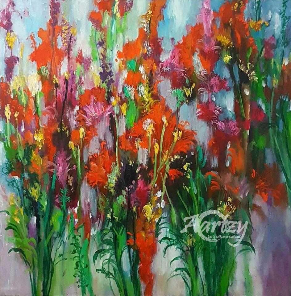 Row of Red Sword Lilies