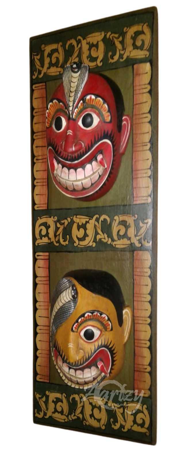 Maru Sanni and Naga Sanni Mask Wall Hanging - Vibrant Demon Series
