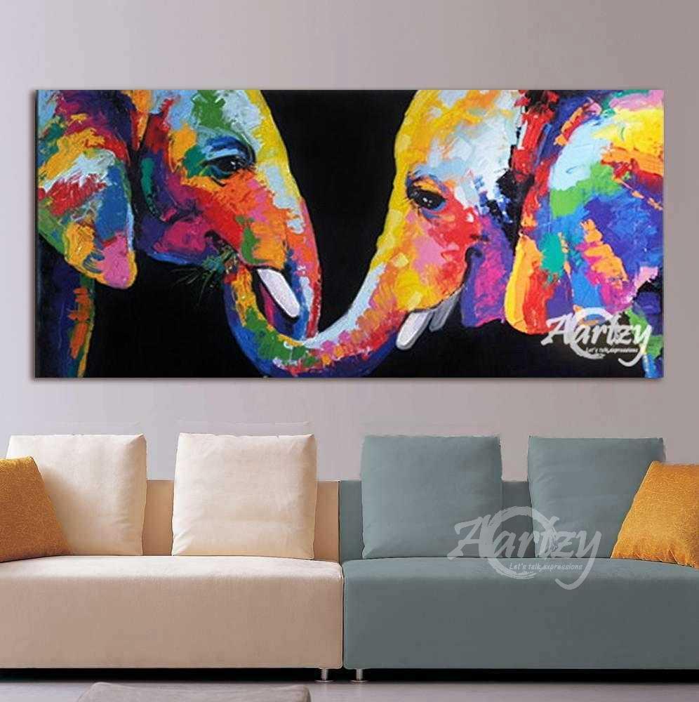 Elephants Feeding in Color