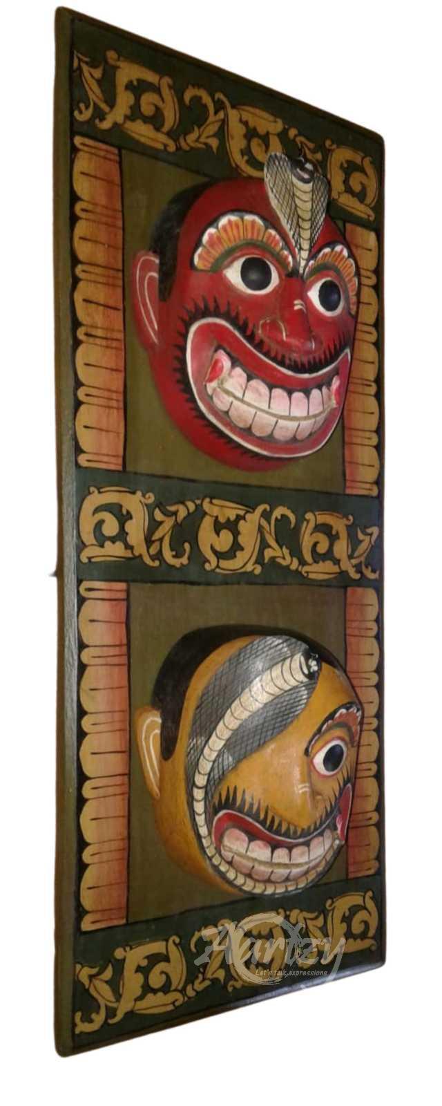Maru Sanni and Naga Sanni Mask Wall Hanging - Vibrant Demon Series